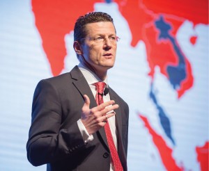INTA CEO Etienne Sanz de Acedo at the Hong Kong meeting. Record numbers of Chinese members attended.